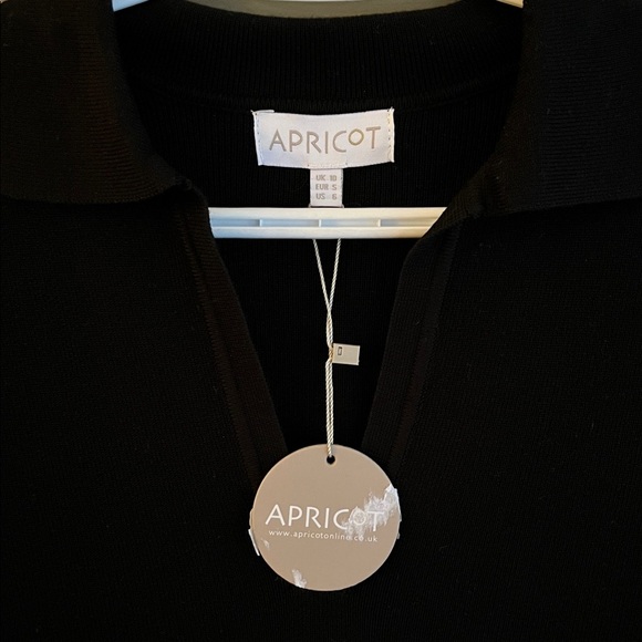 APRICOT collared ribbed knit dress with high slits size 6 - Picture 6 of 10